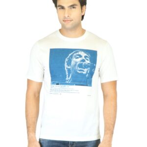 Mark Taylor Men Off White Printed T-shirt