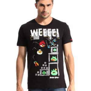 Angry Birds Men Printed Black T-shirt