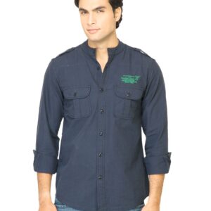 Spykar Men Solid Navy Blue Shirt