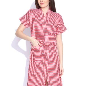 Red Rose Red Striped Bath Robe