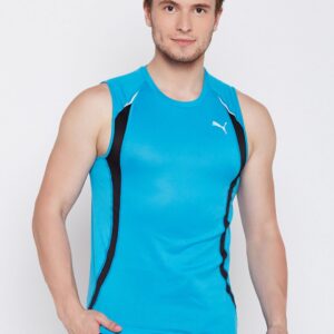 Puma Men Blue Sless Round Neck T-shirt