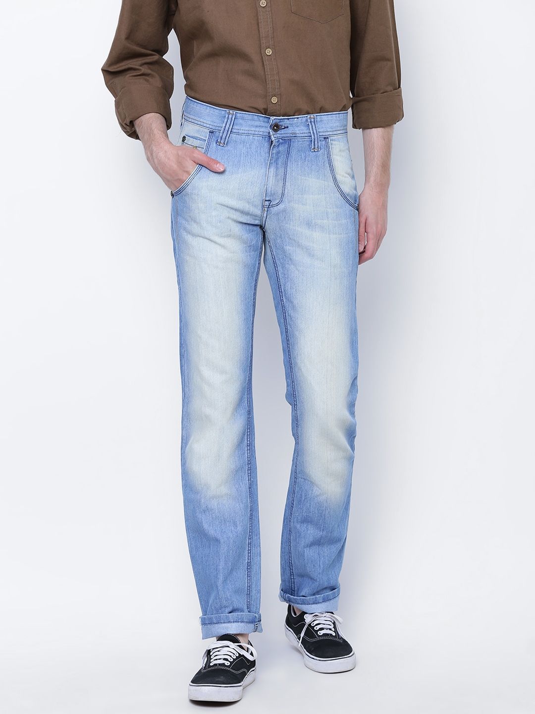 John Players Men Blue Slim Fit Low-Rise Clean Look Stretchable Jeans
