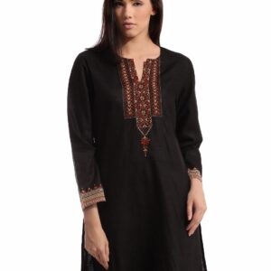 Fabindia Women Silk Black Kurta