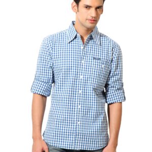Wrangler Men Exeter Check Navy Blue Shirt