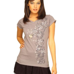 Wrangler Women Folk Side Print Grey T-shirt