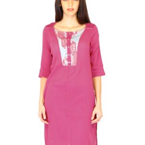 W Women Solid Pink Kurtas