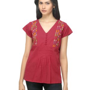 Fabindia Women Red Cambric Top