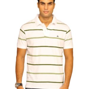 Wrangler Men's Bullrider Striper Polo White T-shirt