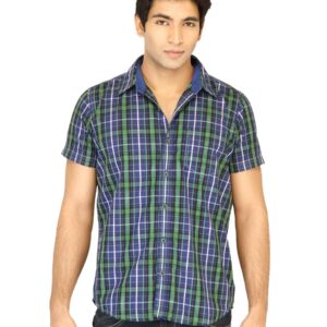 Highlander Men Check Navy Blue Shirt