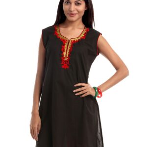 Shree Women Black Embroidered  Kurta