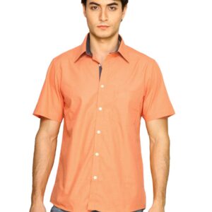 Indigo Nation Men Plain Orange Shirts