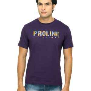 Proline Men Purple T-shirt with Printed Detail