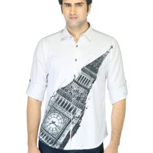 Provogue Men Printed White Shirt