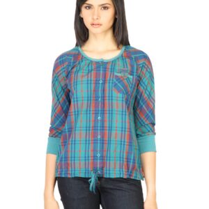 Wrangler Women Ribbed Green Top