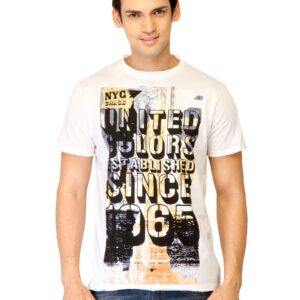 United Colors of Benetton Men Printed White Tshirts