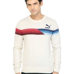 Puma Men Lifestyle Knitted Cream Sweaters