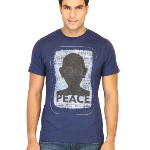Probase Men Printed Navy Blue Tshirts