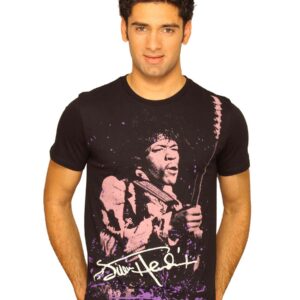 Jimi Hendrix Men's Guitar Signature Black T-shirt