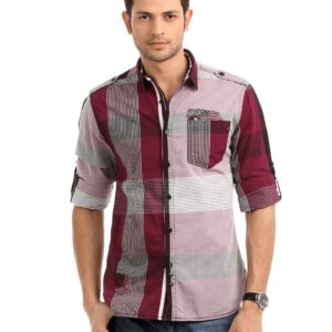 Locomotive Men Lavender And Grey Check Shirt