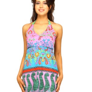 Jealous 21 Women Pink Flowery Halter Neck Top