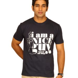 Myntra Men's I am a nice guy Navy Blue T-shirt