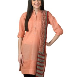 Fabindia Red Hand Printed Chanderi Dupatta