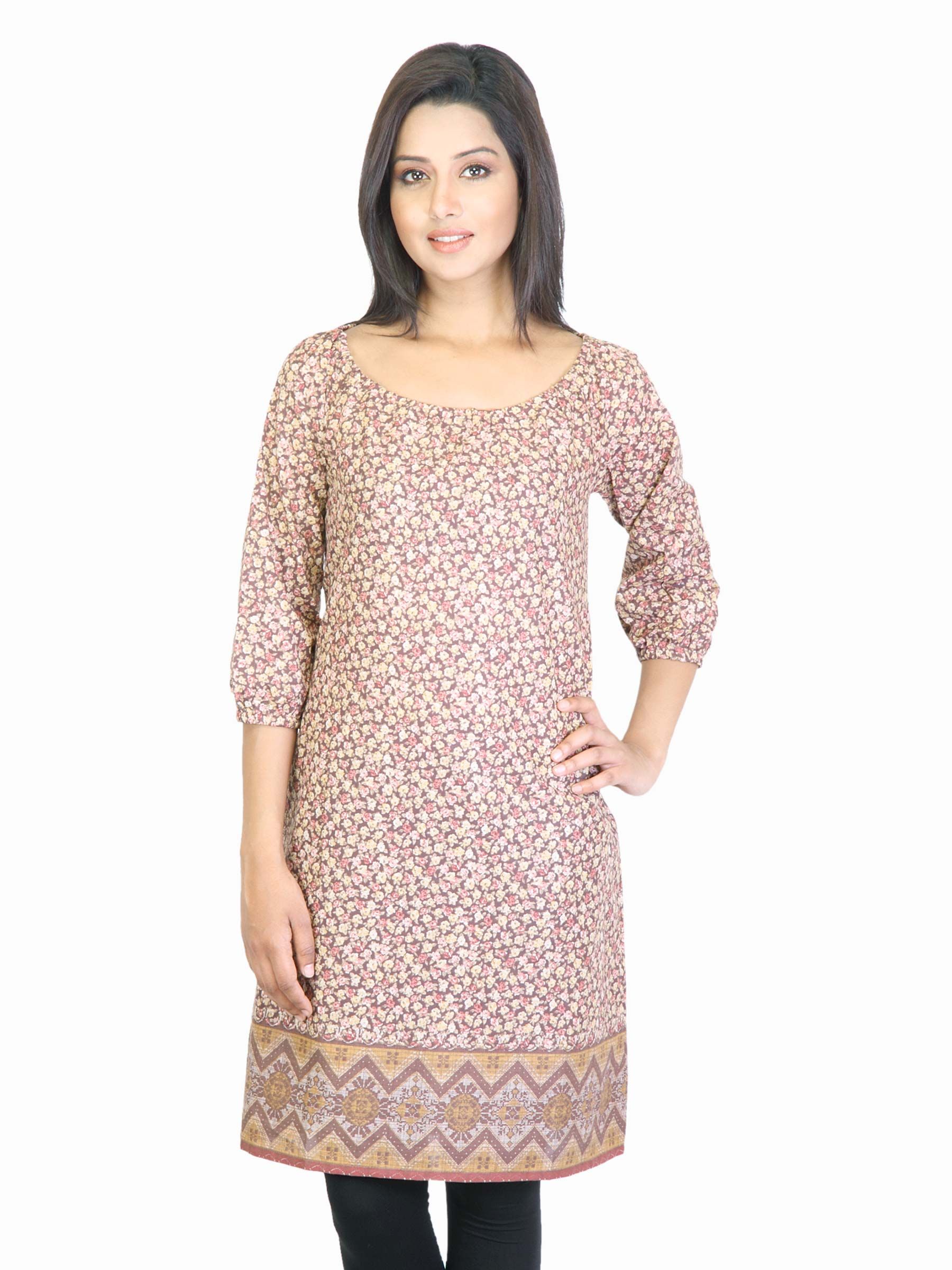 W Women Brown Printed Kurta