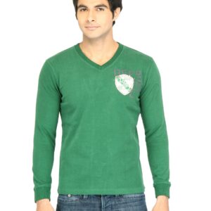 Spykar Men Solid Green Tshirt