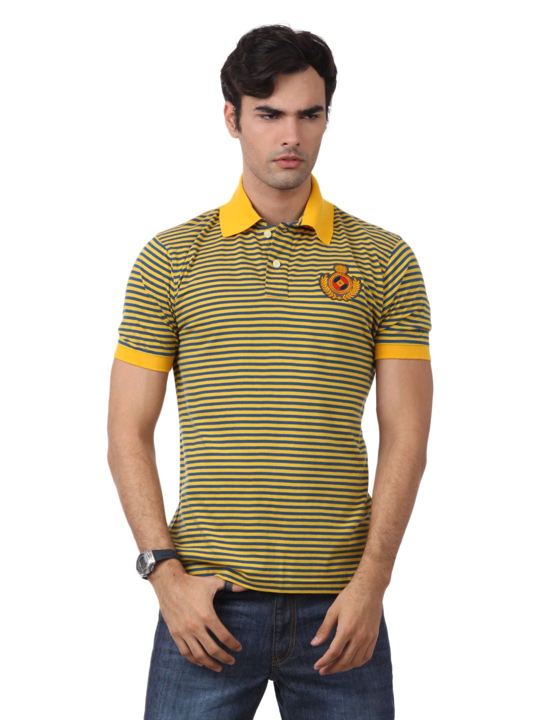 Myntra Men Yellow & Blue T-shirt