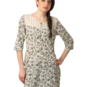 Alma Women Beige Printed Kurta