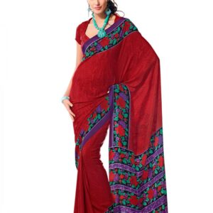 Prafful Red & Black Printed Sari