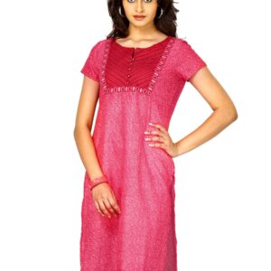 W Women Short Sleeve Pink Kurta