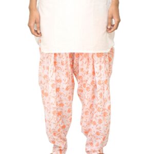 Fabindia Women Printed White & Orange Patiala