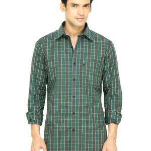 Wills Lifestyle Men Check Green Shirt