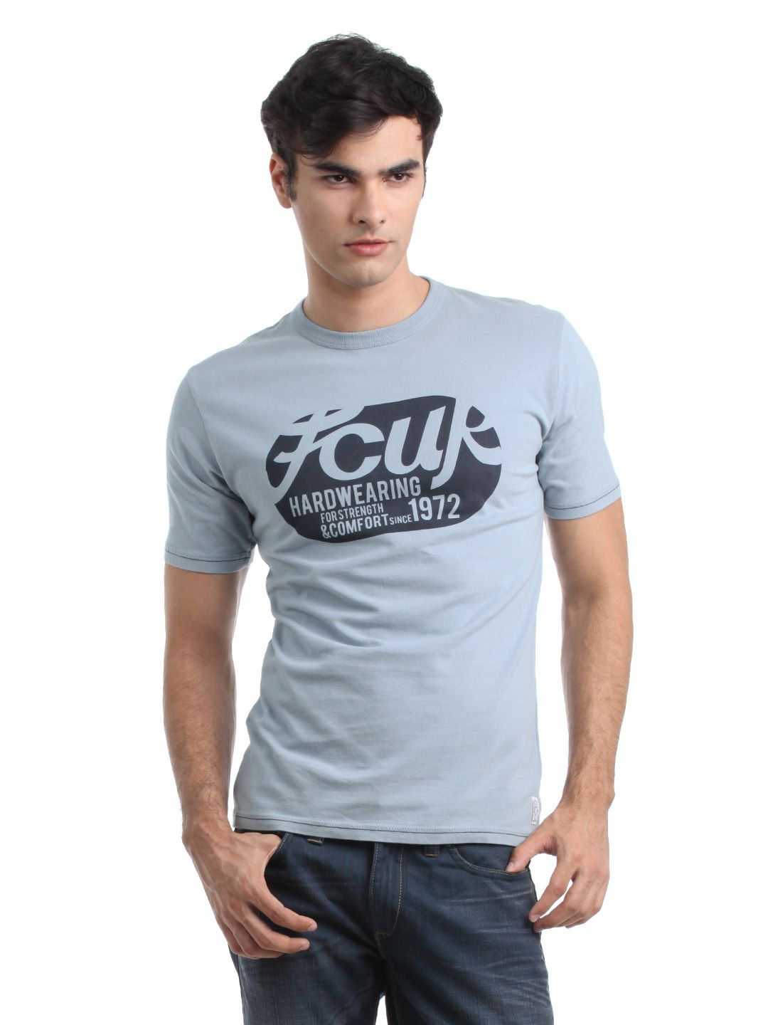 French Connection Men Blue Printed T-shirt