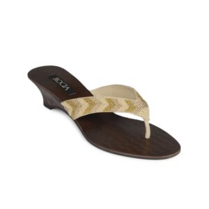 Rocia Women Gold Toned & Beige Heels