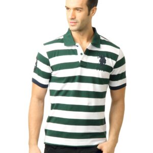 U.S. Polo Assn. Men Stripes Green Polo Tshirt