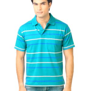 Classic Polo Men Stripes Blue Polo T-Shirt