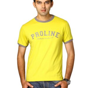 Proline Men Yellow Printed T-shirt
