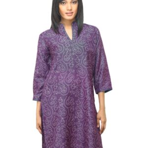 Fabindia Women Purple Printed Silk Kurta
