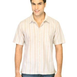 Scullers Men Stripes Beige Shirts