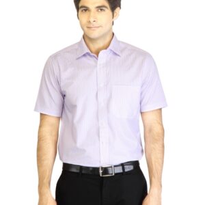 Peter England Men Stripes White Shirt