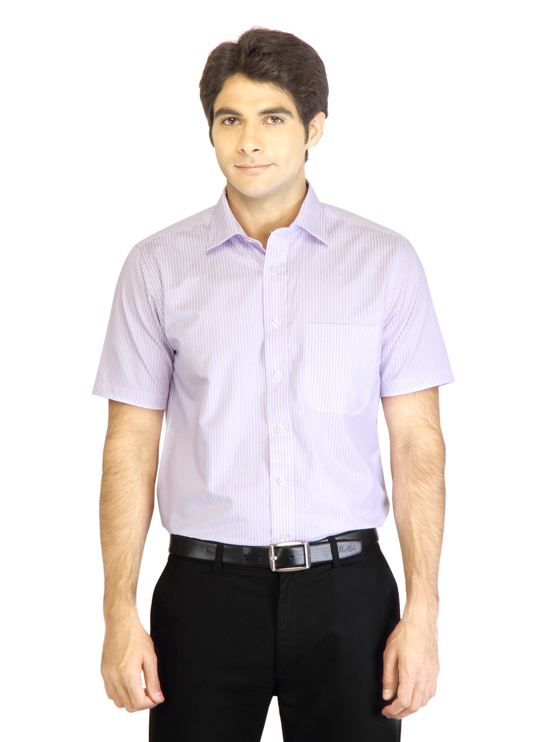 Peter England Men Stripes White Shirt