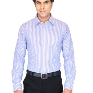 Mark Taylor Men Purple White Striped Shirts