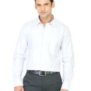 Mark Taylor Men White & Blue Striped Shirt