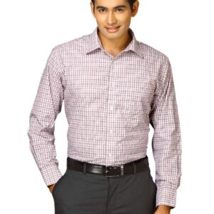 John Miller Men white pink black check Maroon Shirts