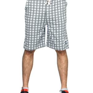 Proline Men Grey & White Checked Shorts