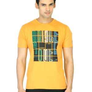 Proline Men Yellow Printed T-shirt