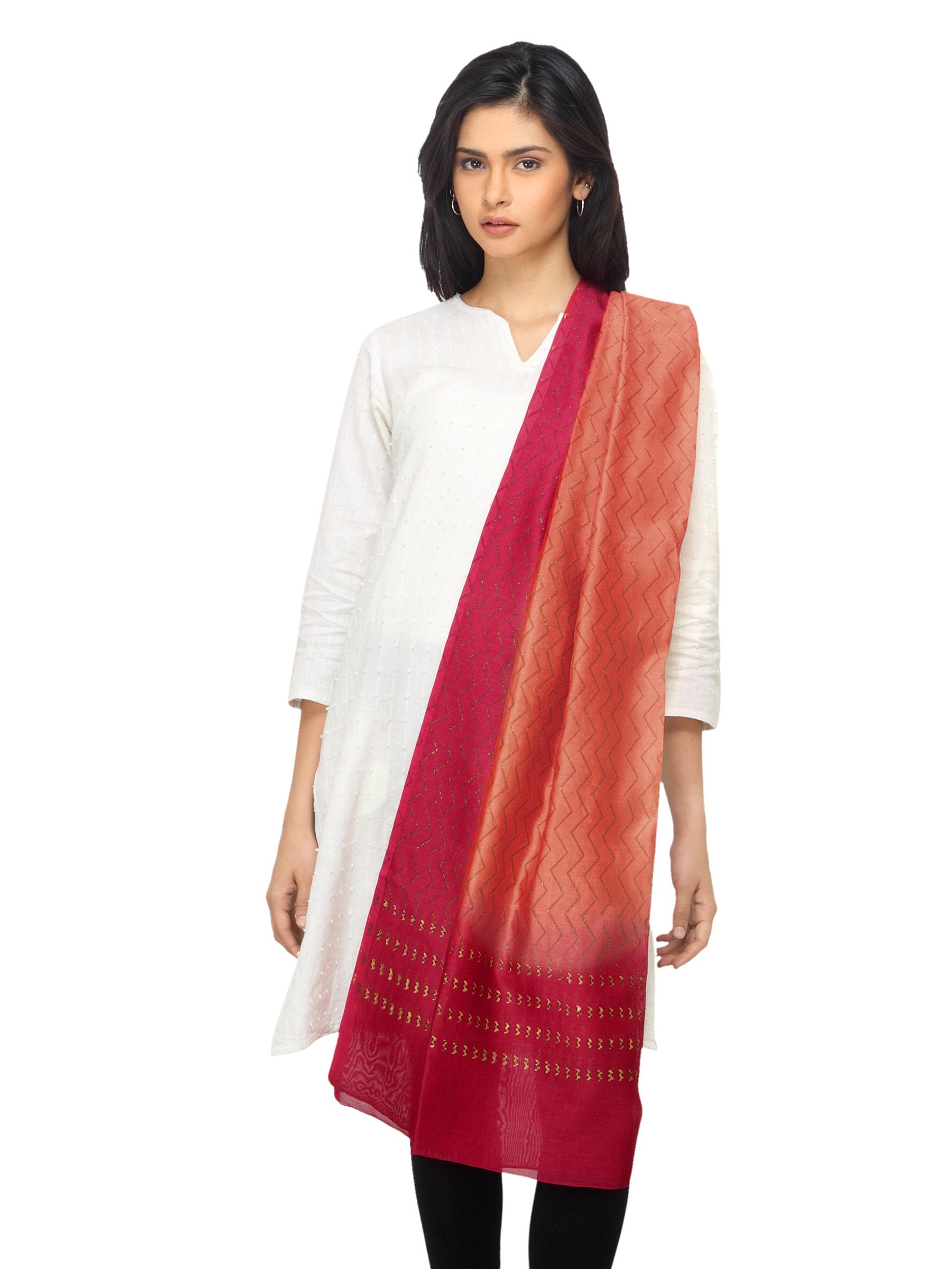 Fabindia Women Orange Chanderi Dupatta
