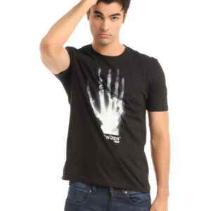 Denizen Men Black Printed T-shirt